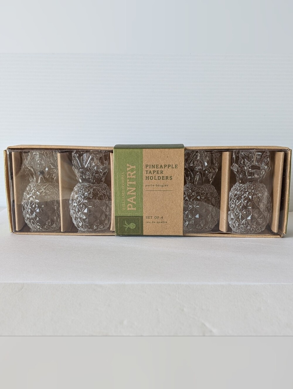 Williams Sonoma Clear Pineapple Taper Candle Holders - Set of 4